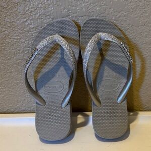 Havaianas Silver Glitter Strap Flip Flops